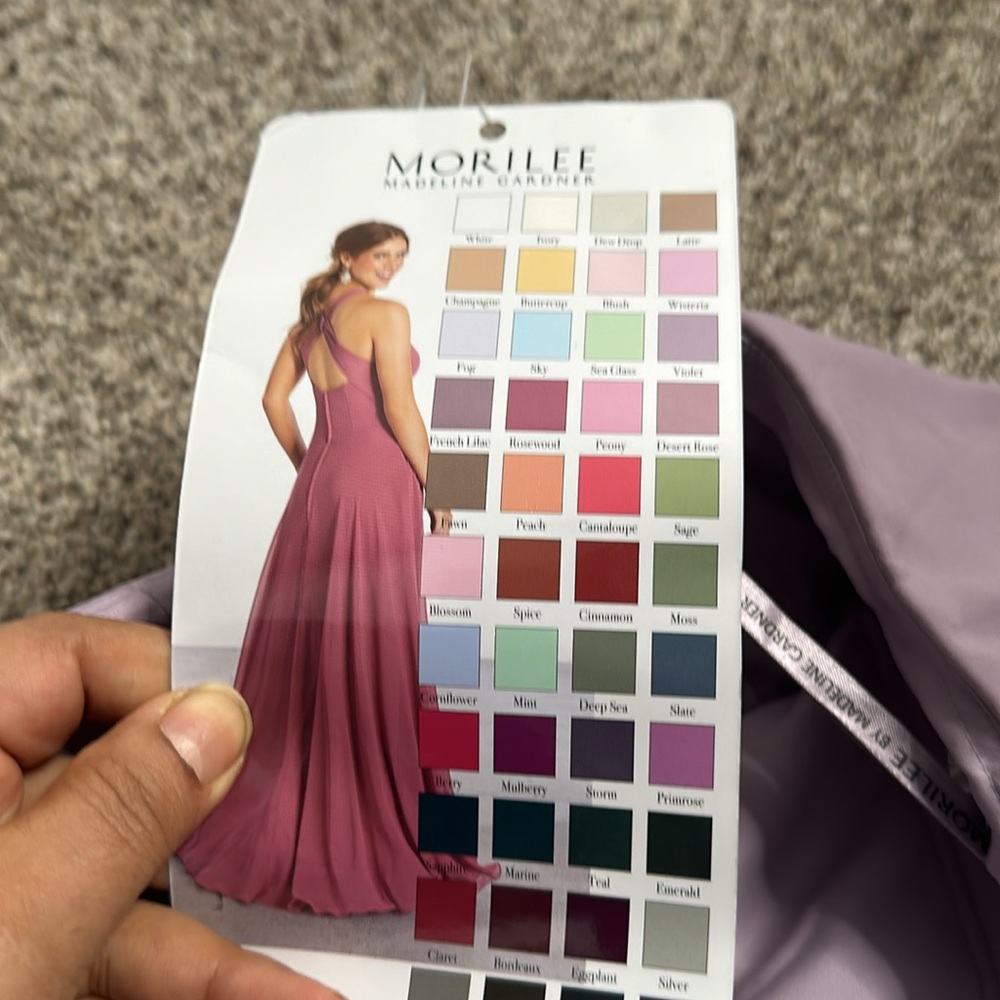 Morilee Madeline Gardner shaffon zippe back rose wood maxi formal dress s 16 new - Picture 12 of 16